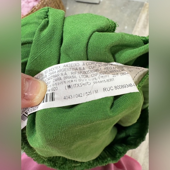 Zara linen pants straight leg high rise pockets drawstring lime green 4043/042 - Picture 11 of 11